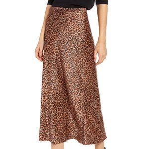 Something Navy Leopard Print Midi Slip Skirt